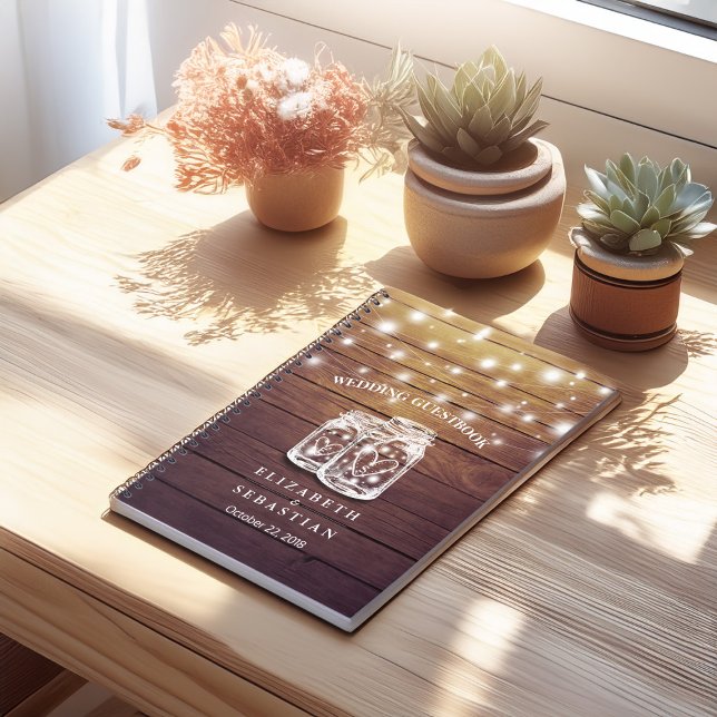 Cuaderno Libro de visitas del Boda Rustic Wood and Mason Ja (Subido por el creador)