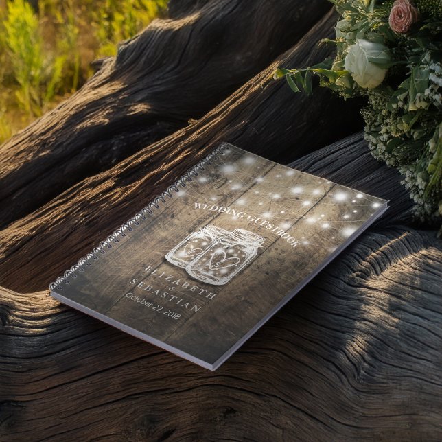 Cuaderno Libro de visitas del Boda Rustic Wood and Mason Ja (Subido por el creador)