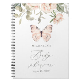 Cuaderno Libro de visitas del Chica de mariposa rosa floral