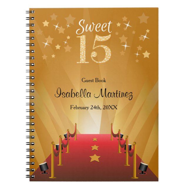 Cuaderno Libro de visitas del dulce 15 de la estrella de (Frente)