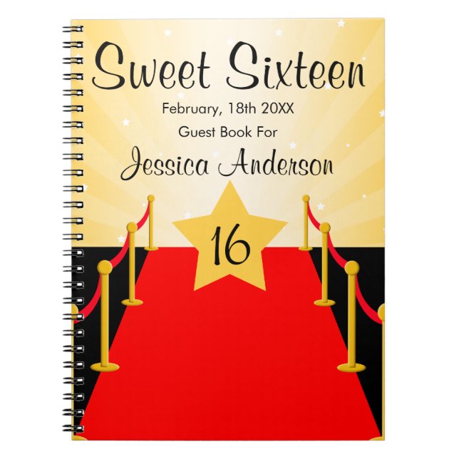 Cuaderno Libro de visitas del dulce 16 de Hollywood de la (Frente)
