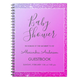 Cuaderno Libro de visitas del Purpurina Baby Shower Pink Pu