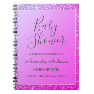 Cuaderno Libro de visitas del Purpurina Baby Shower Pink Pu