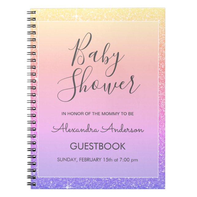 Cuaderno Libro de visitas del Purpurina Baby Shower Pink Pu (Frente)