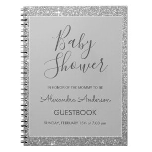 Cuaderno Libro de visitas del Purpurina Silver Sparkle Baby