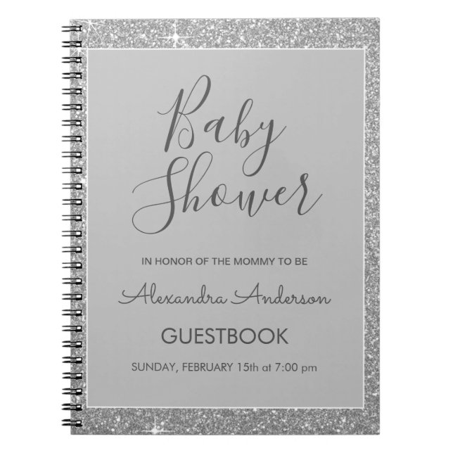 Cuaderno Libro de visitas del Purpurina Silver Sparkle Baby (Frente)