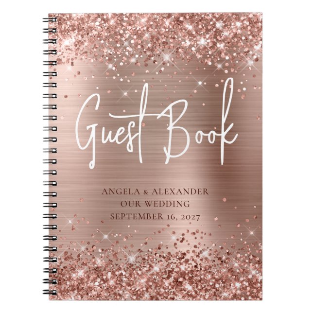Cuaderno Libro de visitas del Rosa Purpurinoso Gold Glam Bo (Frente)