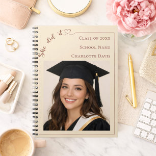 Cuaderno Libro de visitas foto Ella lo hizo champán Graduac