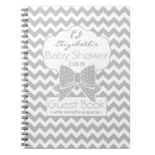 Cuaderno Libro de visitas gris de Chevron Baby Shower