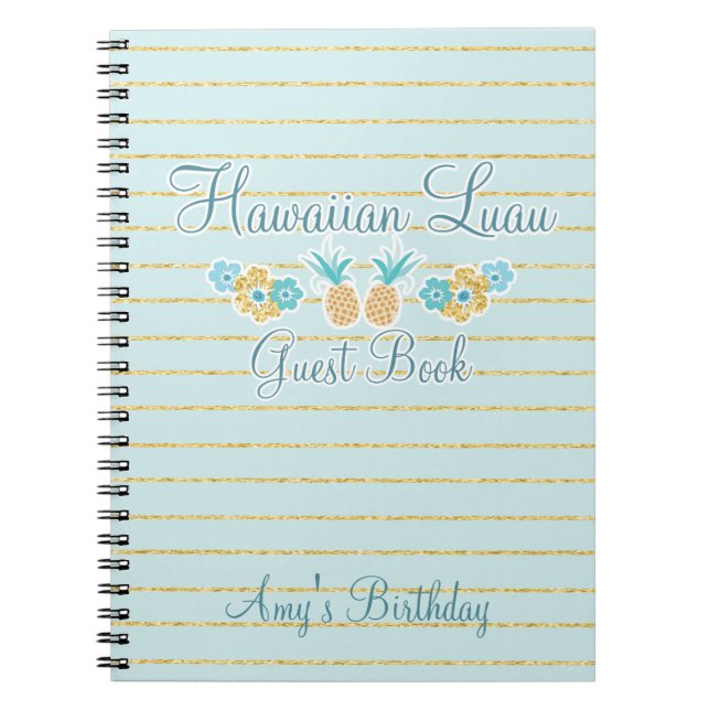 Cuaderno Libro de visitas hawaiano del fiesta de Luau (Frente)