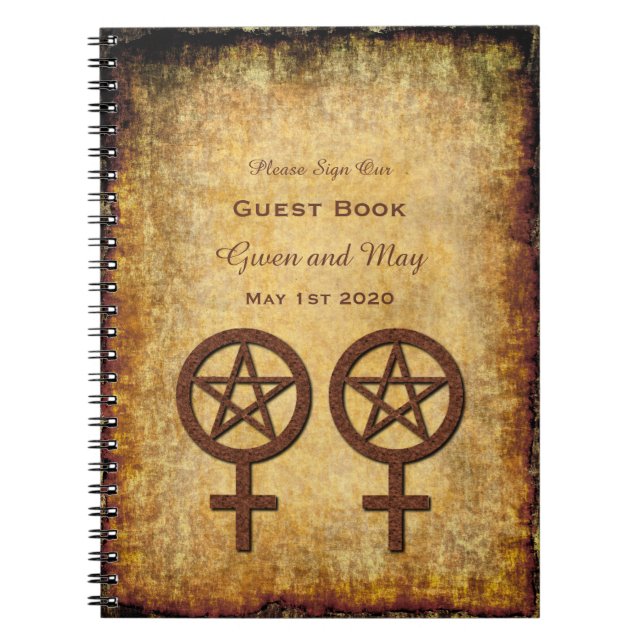 Cuaderno Libro de visitas lesbiano rústico de Wiccan (Frente)