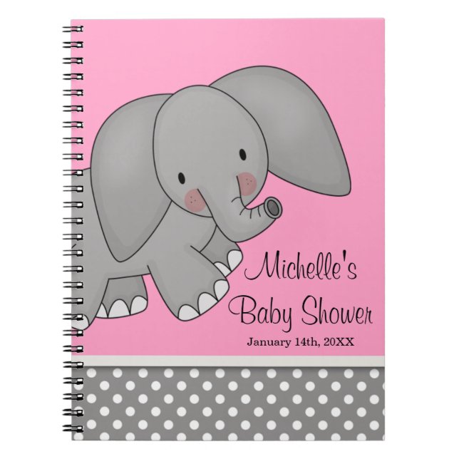 Cuaderno Libro de visitas lindo de Baby Shower del elefante (Frente)