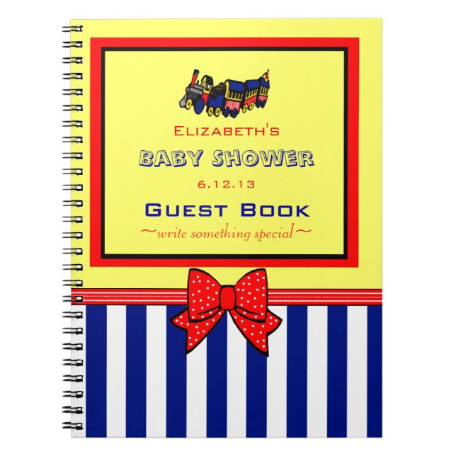 Cuaderno Libro de visitas lindo de Baby Shower del tren de (Frente)