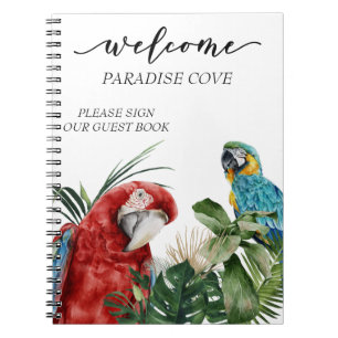 Cuaderno Libro de Visitas Loro Tropical Acuarela