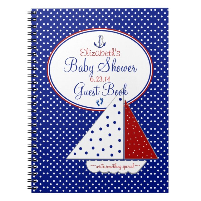 Cuaderno Libro de visitas náutico de Baby Shower del (Frente)
