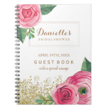 Libro de visitas nupcial de la ducha de los rosas