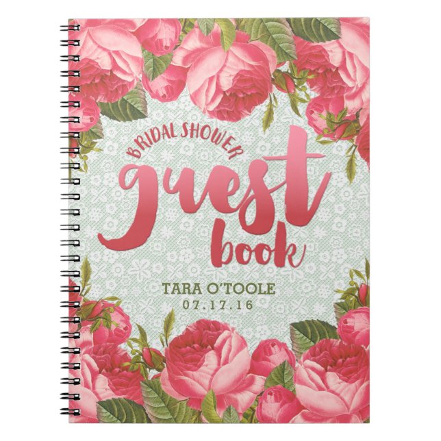 Cuaderno Libro de visitas nupcial de la ducha del cordón (Frente)