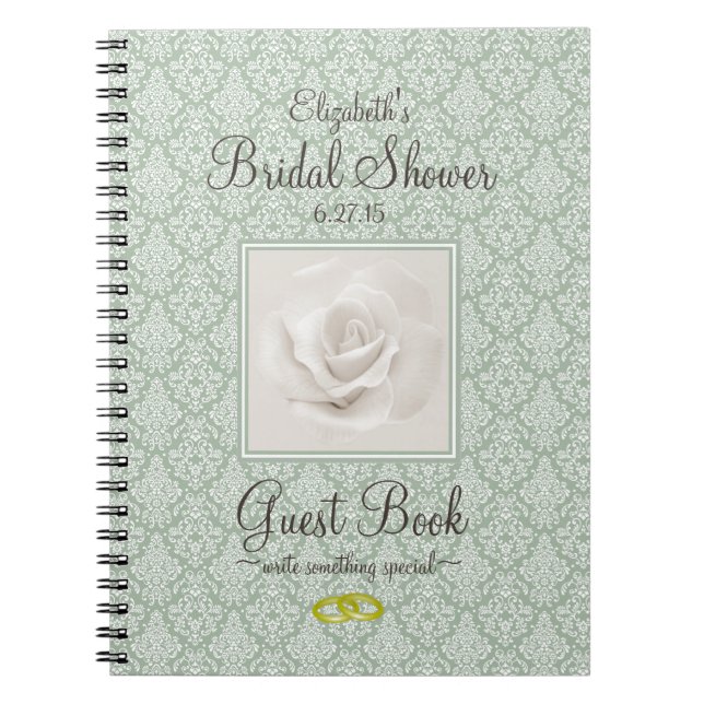 Cuaderno Libro de visitas nupcial de la ducha del damasco (Frente)