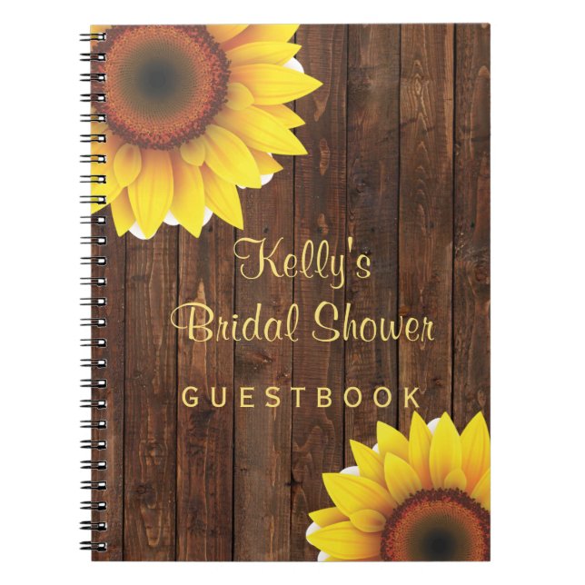 Cuaderno Libro de visitas nupcial de la ducha del girasol (Frente)