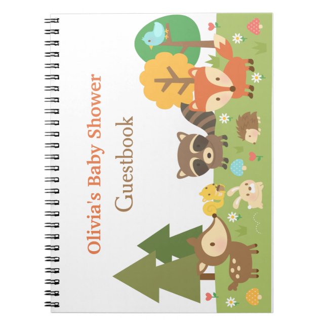 Cuaderno Libro de visitas para baby shower con tema de anim (Frente)