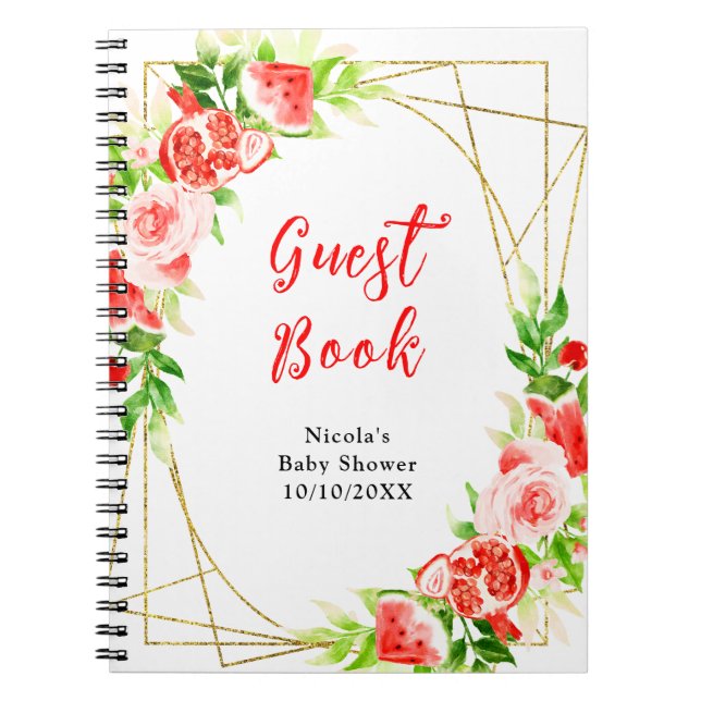 Cuaderno Libro de visitas para baby shower de sandía y gran (Frente)