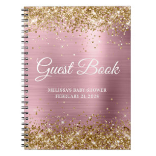 Cuaderno Libro de visitas para baby shower rosa claro con b