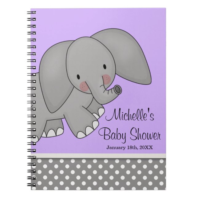Cuaderno Libro de visitas púrpura lindo de Baby Shower del (Frente)