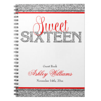 Cuaderno Libro de visitas rojo del dulce 16 de la falsa