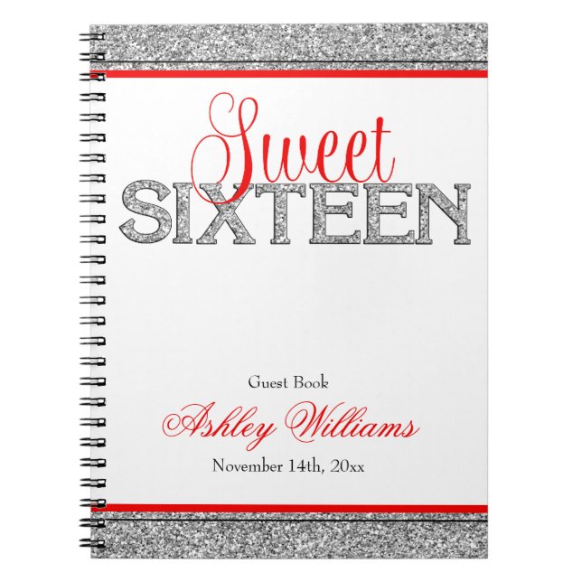 Cuaderno Libro de visitas rojo del dulce 16 de la falsa (Frente)