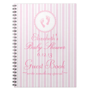Cuaderno Libro de visitas rosado de Baby Shower de las