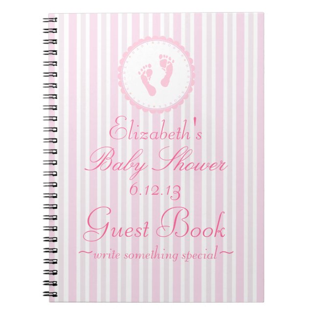 Cuaderno Libro de visitas rosado de Baby Shower de las (Frente)
