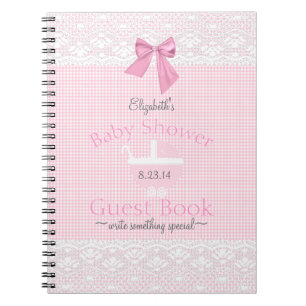 Cuaderno Libro de visitas rosado el de Baby Shower de la