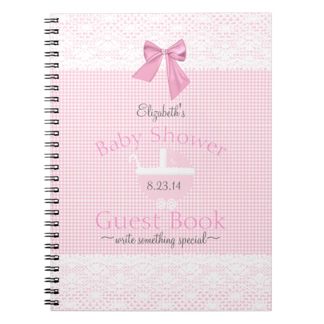 Cuaderno Libro de visitas rosado el | de Baby Shower de la (Frente)