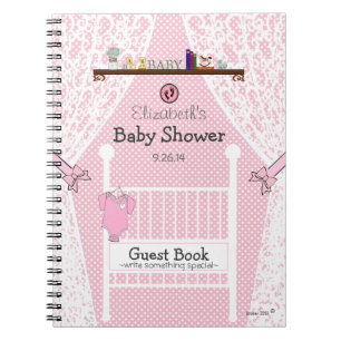 Cuaderno Libro de visitas rosado el de Baby Shower del