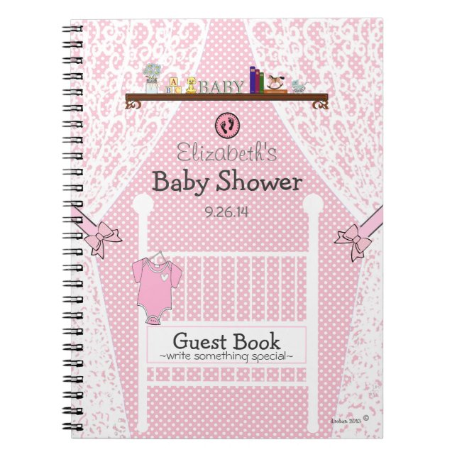 Cuaderno Libro de visitas rosado el | de Baby Shower del (Frente)