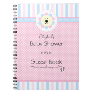 Cuaderno Libro de visitas rosado y azul de Baby Shower del