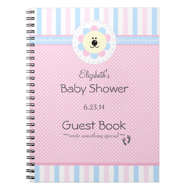 Cuaderno Libro de visitas rosado y azul de Baby Shower del (Frente)