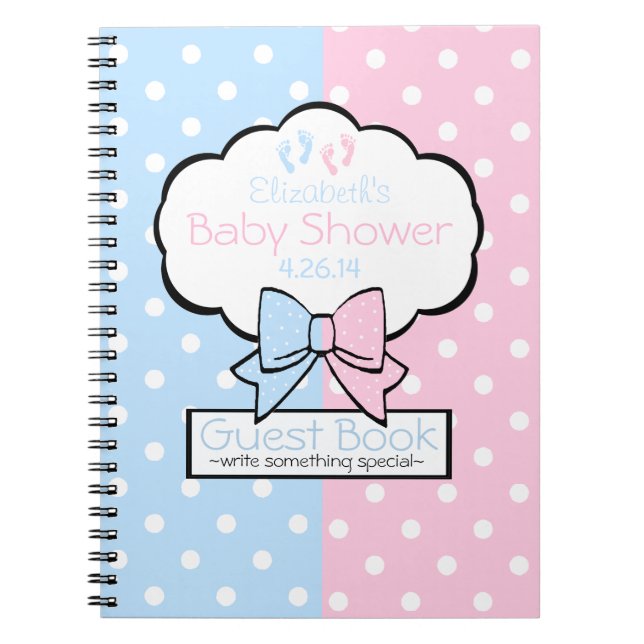 Cuaderno Libro de visitas rosado y azul el | de Baby Shower (Frente)