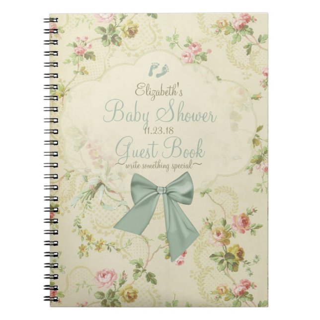 Cuaderno Libro de visitas sabio de Baby Shower del arco de (Frente)