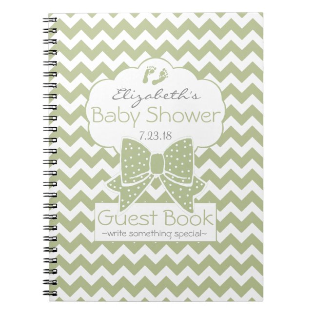 Cuaderno Libro de visitas sabio y blanco de Chevron Baby (Frente)