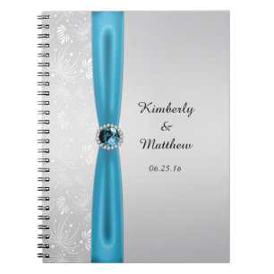 Cuaderno Libro de visitas verde azulado de plata de las