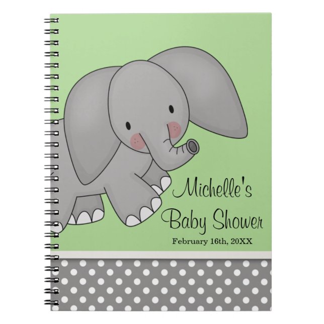 Cuaderno Libro de visitas verde lindo de Baby Shower del (Frente)