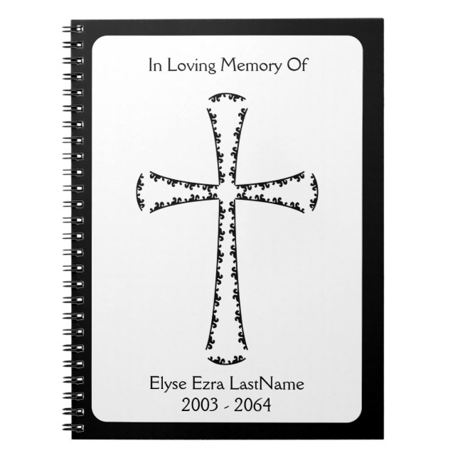 Cuaderno libro funerario de cruz elegante (Frente)