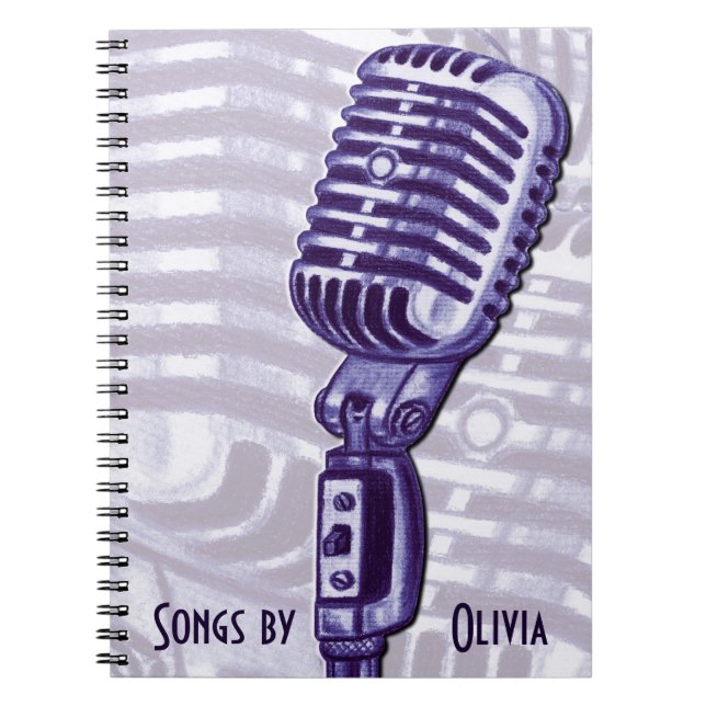 Cuaderno Libro lirico personalizado de micrófono de época (Frente)