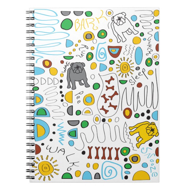 Cuaderno Libro portátil de bulldog espiral (Frente)