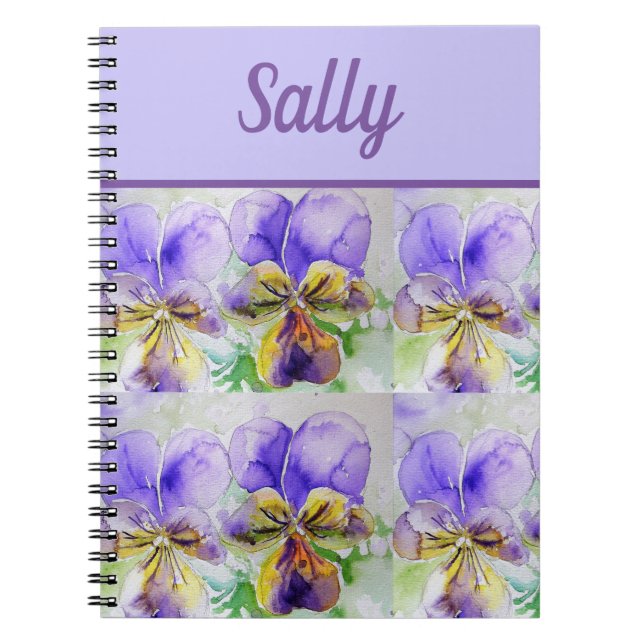 Cuaderno Libro Viola Morado Flor acuática Arte femenino (Frente)