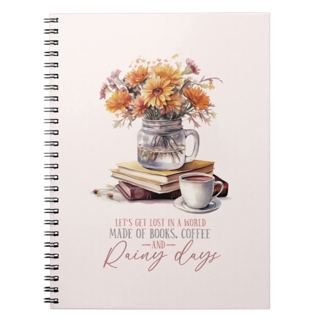 Cuaderno Libros, café y días lluviosos (Frente)
