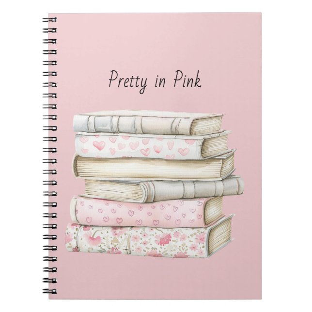 Cuaderno Libros Corazones Rosados Preciosos (Frente)