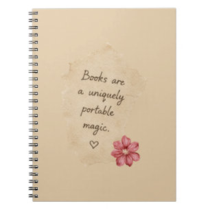 Cuaderno Libros de Crema Flor Roja Mágica
