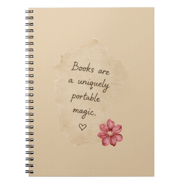 Cuaderno Libros de Crema Flor Roja Mágica (Frente)